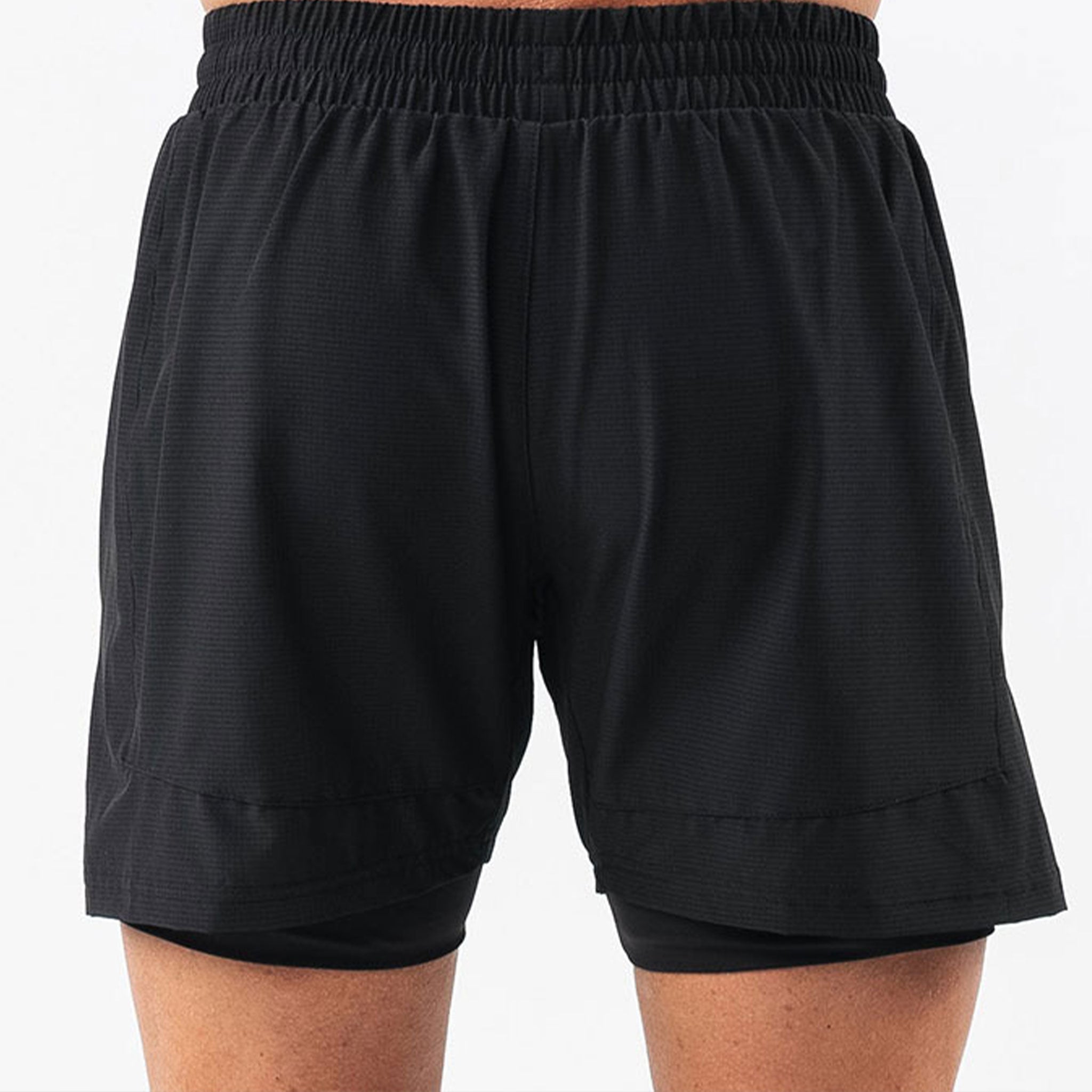 Delta Fit 2 in 1 Hardloopbroek Zwart– Met Zwarte Ondershort met vak voor Mobiel – Dry Mesh - Heren