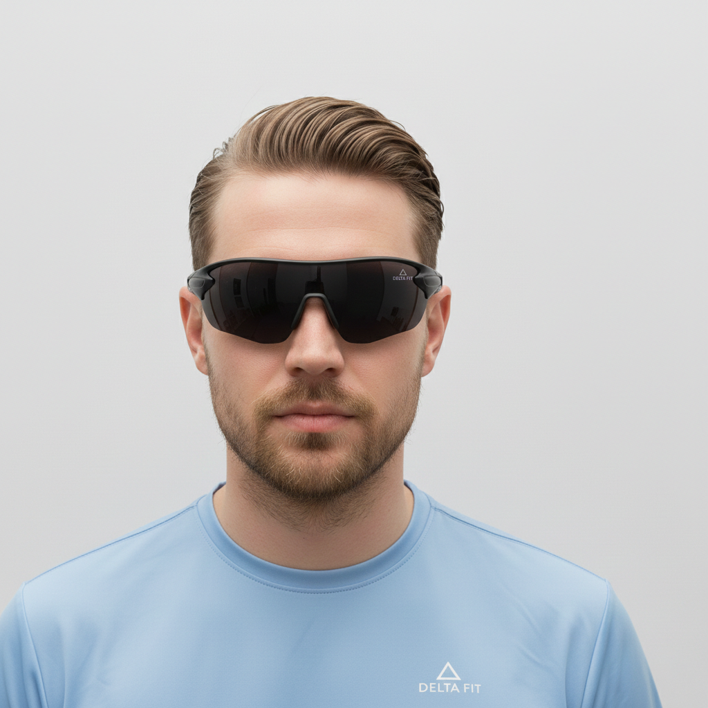 Delta Fit Running Zonnebril – UV-bescherming – Zwart met zwarte glazen