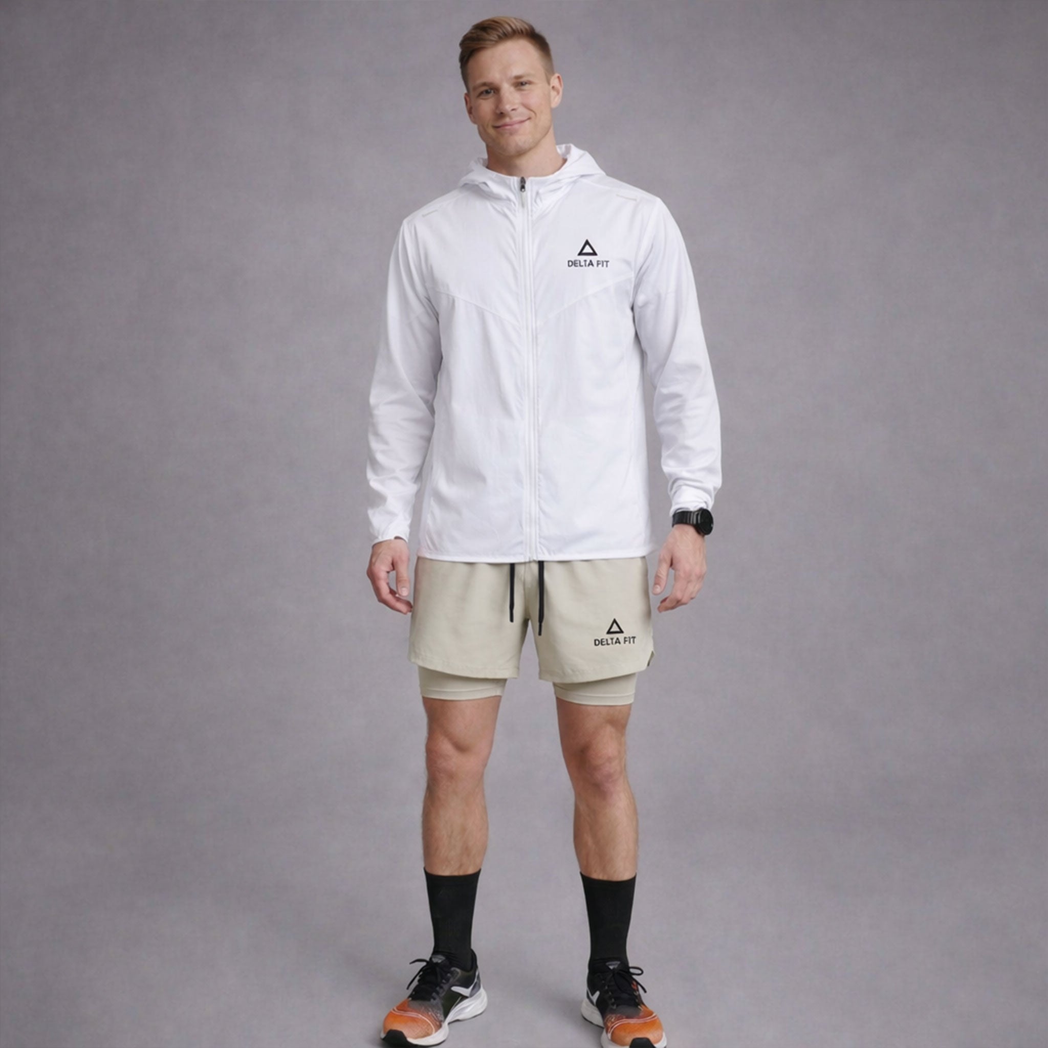 Delta Fit Hardloopjack – Wind- & Waterafstotend – Ultralicht – Dry Mesh – Wit