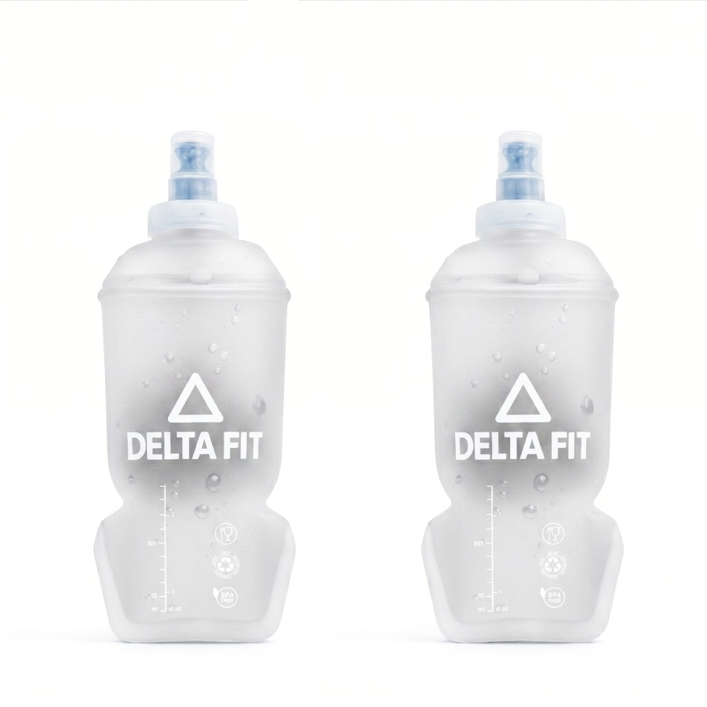 Delta Fit - Drinkflask - in 3 kleuren beschikbaar - Silicoon - Ideaal voor Longrun / Trailrun - 500 ML / 250 ML - Set van 2