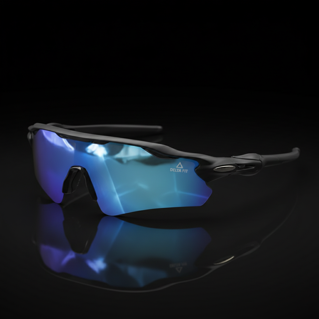 Delta Fit Running Zonnebril – UV-bescherming – Zwart met blauwe glazen