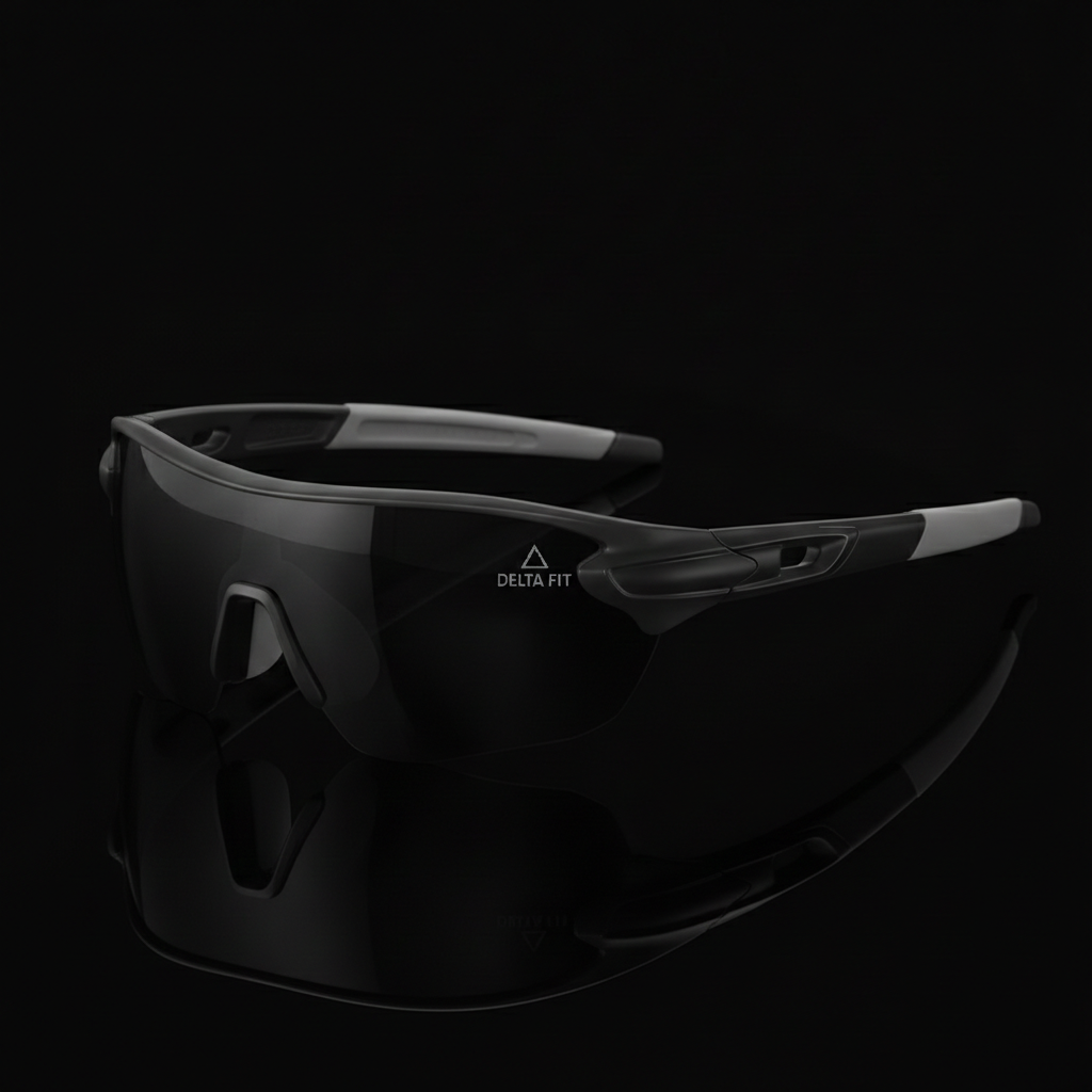 Delta Fit Running Zonnebril – UV-bescherming – Zwart met zwarte glazen
