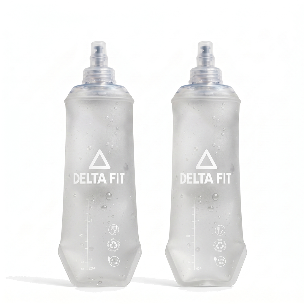 Delta Fit - Drinkflask - in 3 kleuren beschikbaar - Silicoon - Ideaal voor Longrun / Trailrun - 500 ML / 250 ML - Set van 2