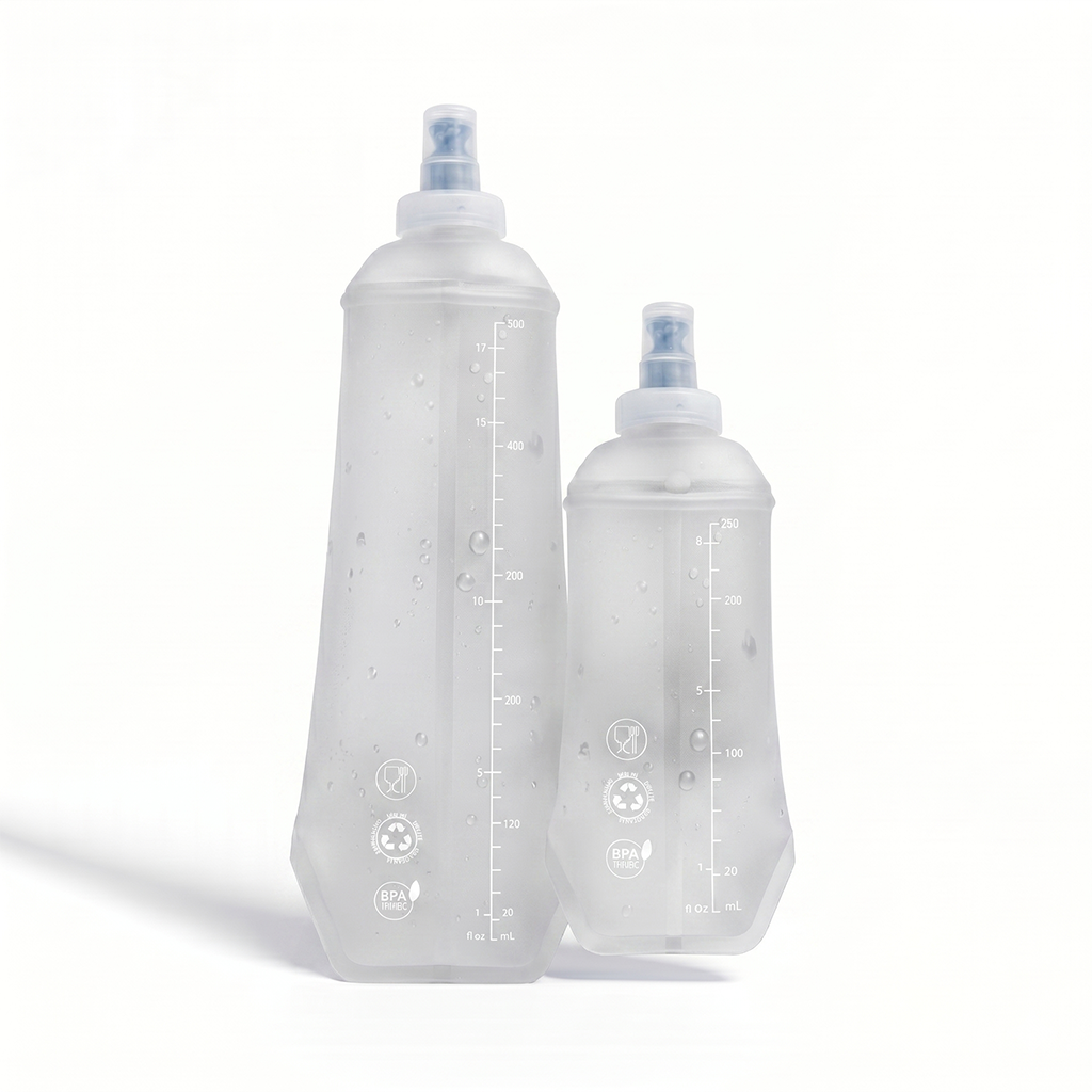 Delta Fit - Drinkflask - in 3 kleuren beschikbaar - Silicoon - Ideaal voor Longrun / Trailrun - 500 ML / 250 ML - Set van 2
