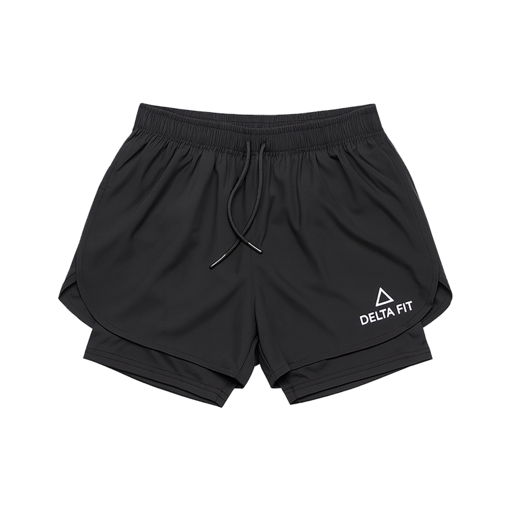 Delta Fit 2 in 1 Hardloopbroek – Met Zwarte Ondershort – Dry Mesh - Unisex