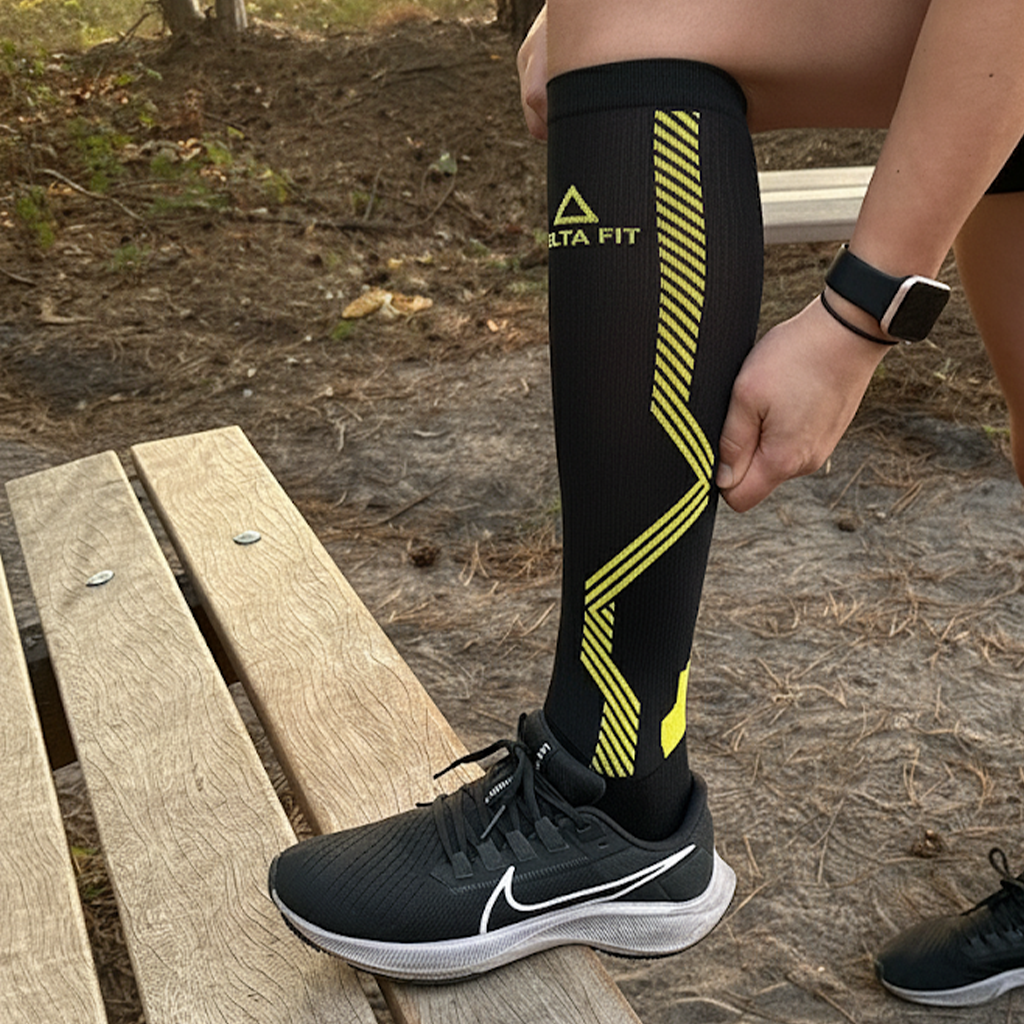 Delta Fit Compressiesokken Lang Heren & Dames – Wit/Zwart