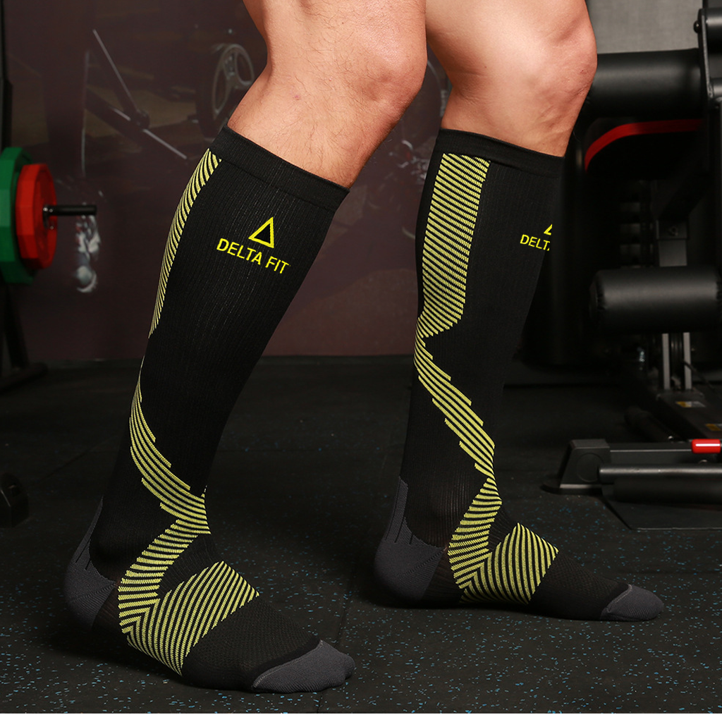 Delta Fit Compressiesokken Lang Heren & Dames – Wit/Zwart