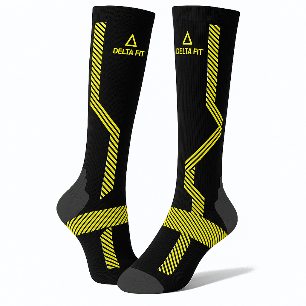 Delta Fit Compressiesokken Lang Heren & Dames – Wit/Zwart