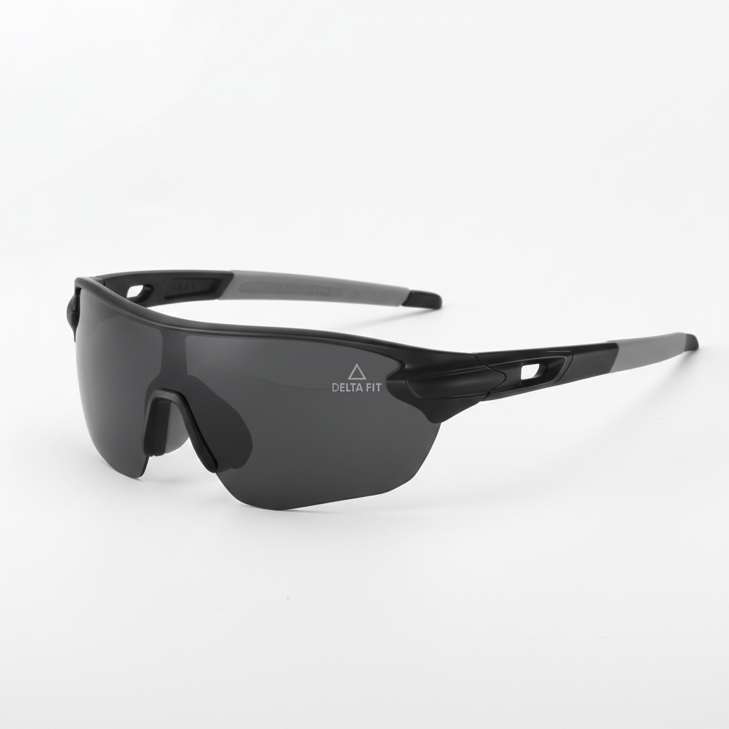 Delta Fit Running Zonnebril – UV-bescherming – Zwart met zwarte glazen