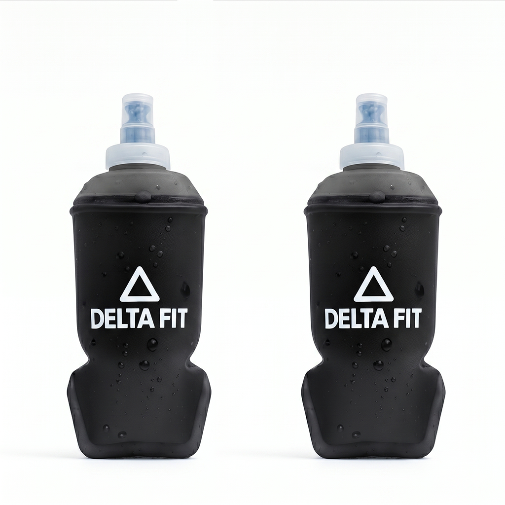Delta Fit - Drinkflask - in 3 kleuren beschikbaar - Silicoon - Ideaal voor Longrun / Trailrun - 500 ML / 250 ML - Set van 2