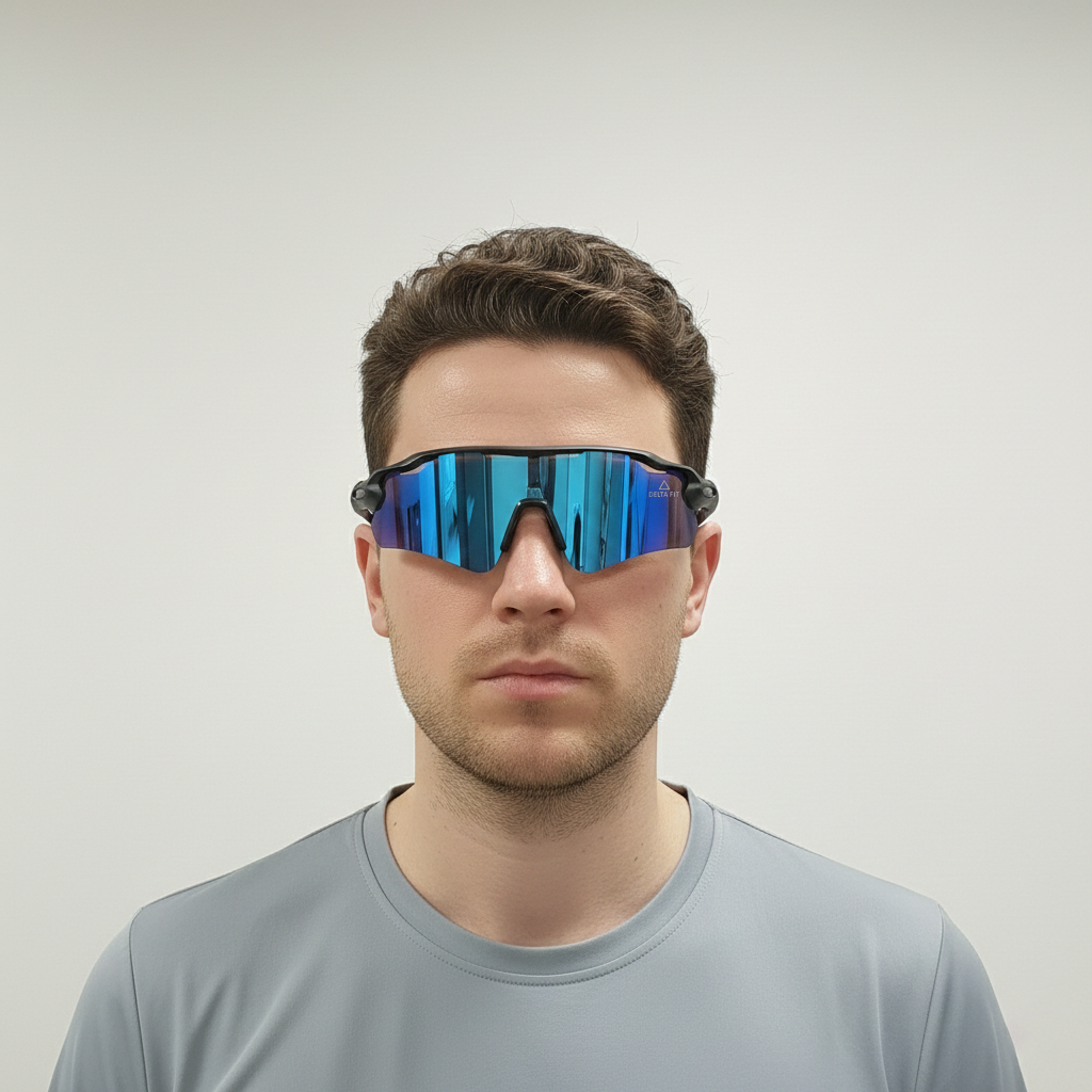 Delta Fit Running Zonnebril – UV-bescherming – Zwart met blauwe glazen
