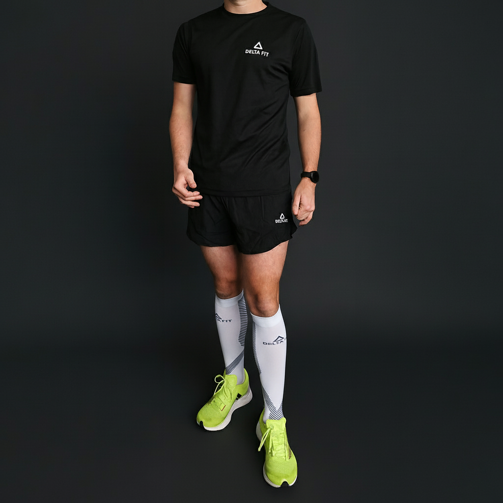 Delta Fit Compressiesokken Lang Heren & Dames – Wit/Zwart