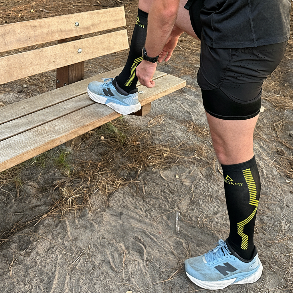 Delta Fit Compressiesokken Lang Heren & Dames – Wit/Zwart