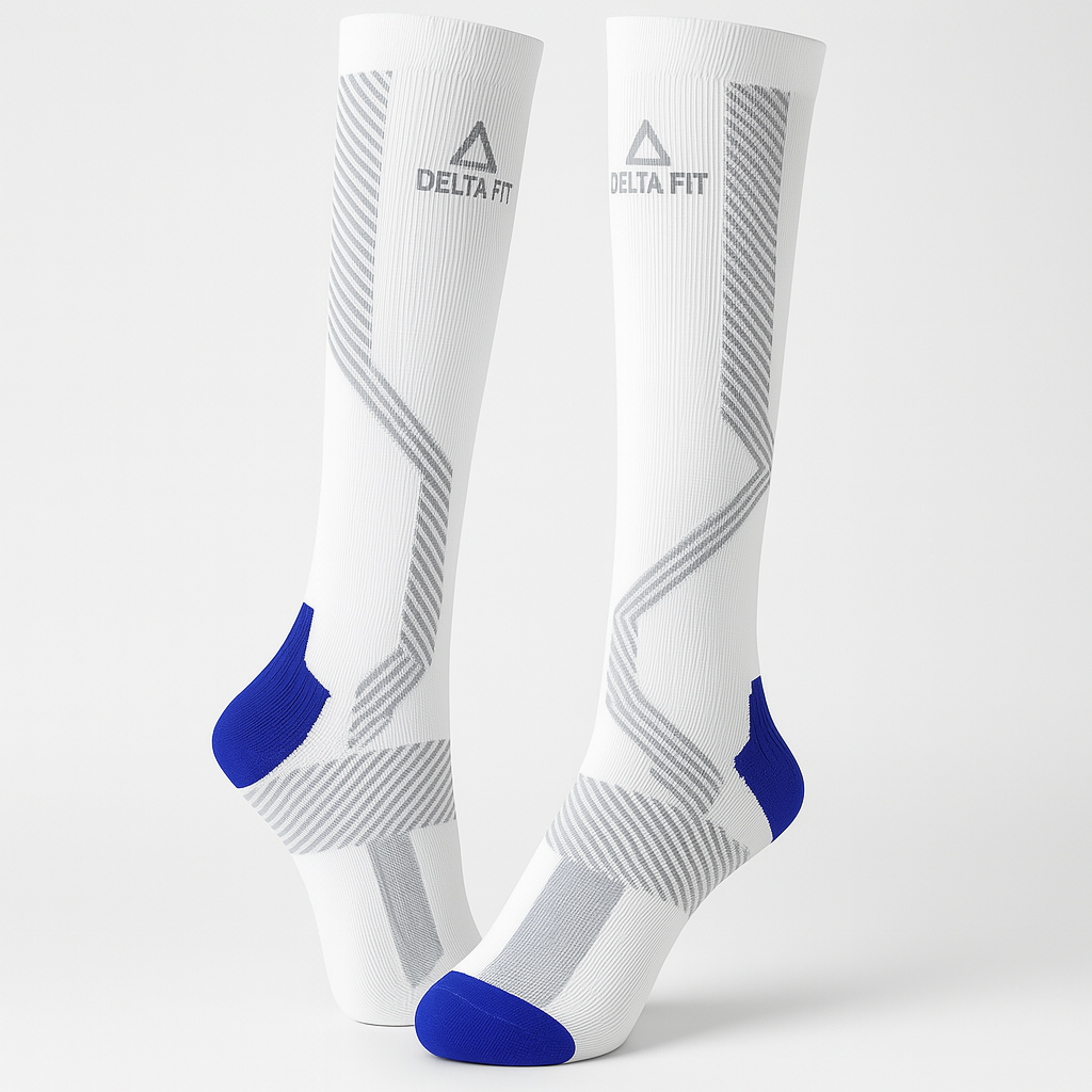 Delta Fit Compressiesokken Lang Heren & Dames – Wit/Zwart