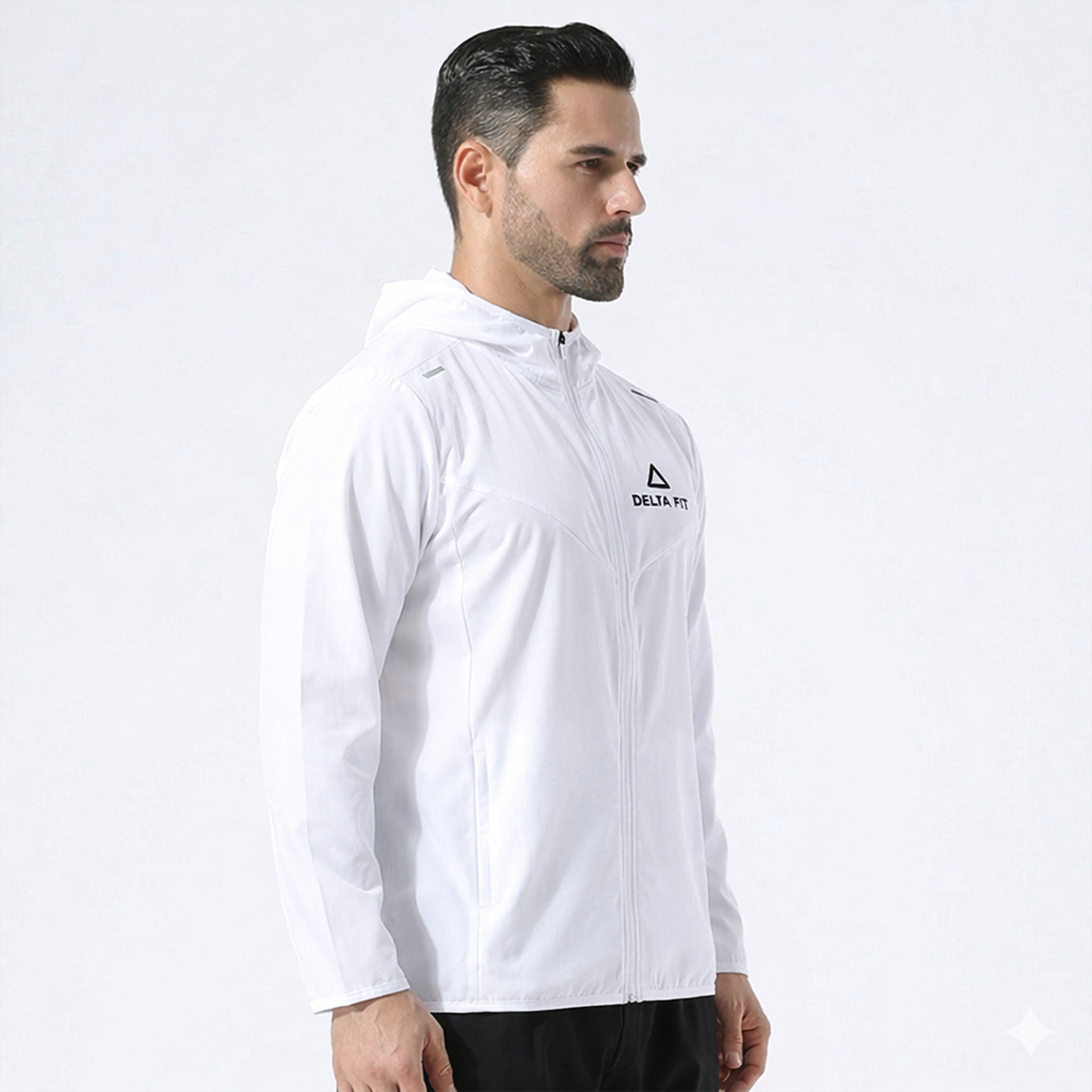 Delta Fit Hardloopjack – Wind- & Waterafstotend – Ultralicht – Dry Mesh – Wit